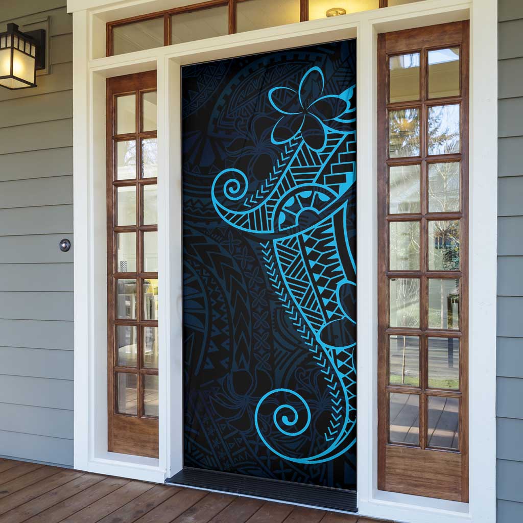 Black Blue Polynesian Tribal Door Cover LT9 - Polynesian Pride