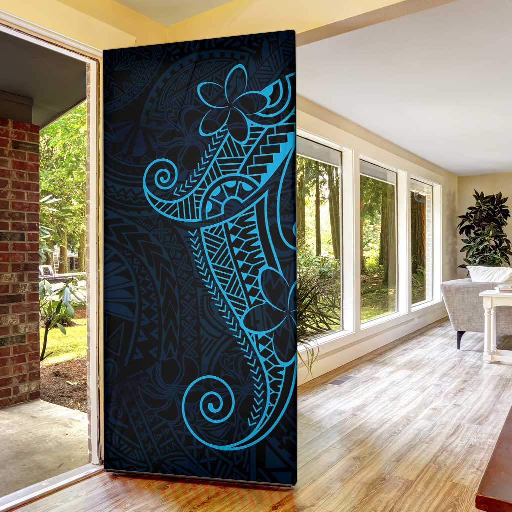 Black Blue Polynesian Tribal Door Cover LT9 - Polynesian Pride