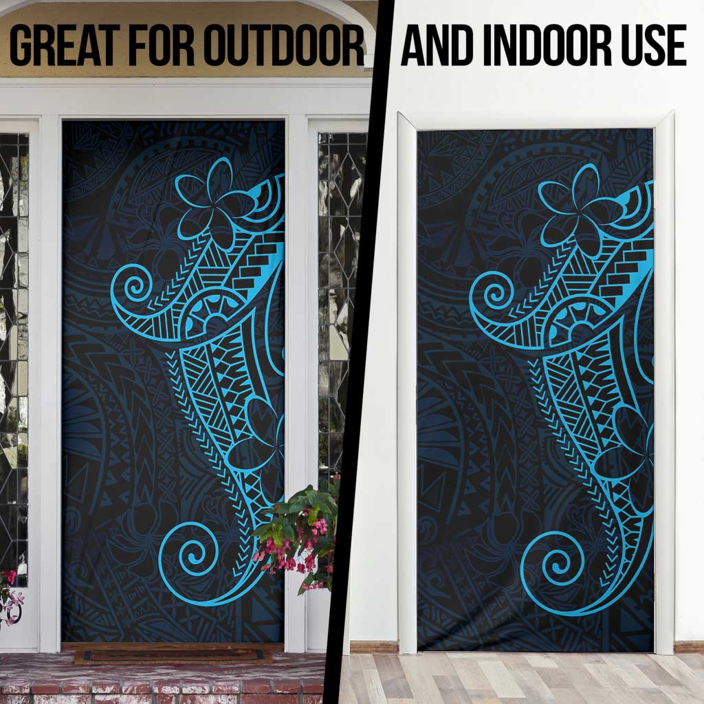 Black Blue Polynesian Tribal Door Cover LT9 - Polynesian Pride