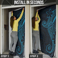 Black Blue Polynesian Tribal Door Cover LT9 - Polynesian Pride