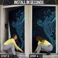Black Blue Polynesian Tribal Door Cover LT9 - Polynesian Pride