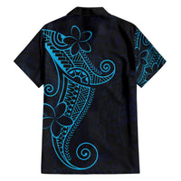 Black Blue Polynesian Tribal Family Matching Off Shoulder Maxi Dress and Hawaiian Shirt - Polynesian Pride