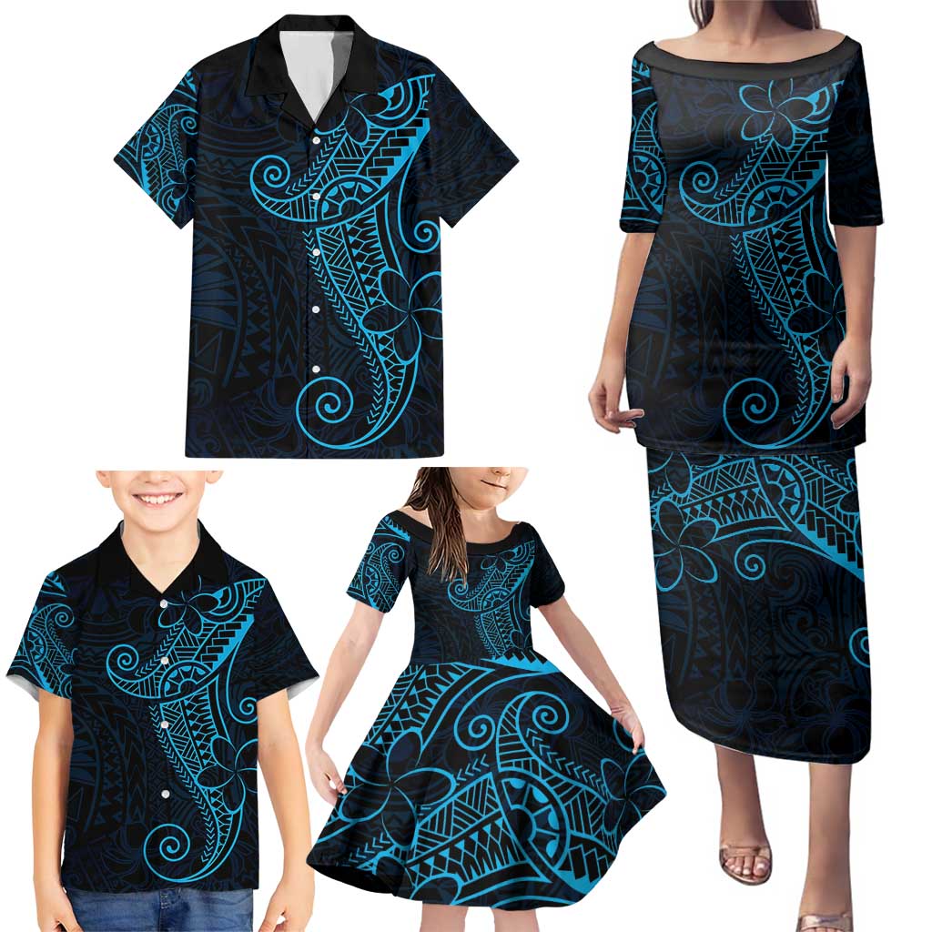 Black Blue Polynesian Tribal Family Matching Puletasi and Hawaiian Shirt LT9 - Polynesian Pride