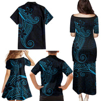 Black Blue Polynesian Tribal Family Matching Puletasi and Hawaiian Shirt LT9 - Polynesian Pride