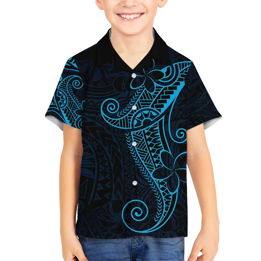 Black Blue Polynesian Tribal Family Matching Puletasi and Hawaiian Shirt LT9 Son's Shirt Blue - Polynesian Pride
