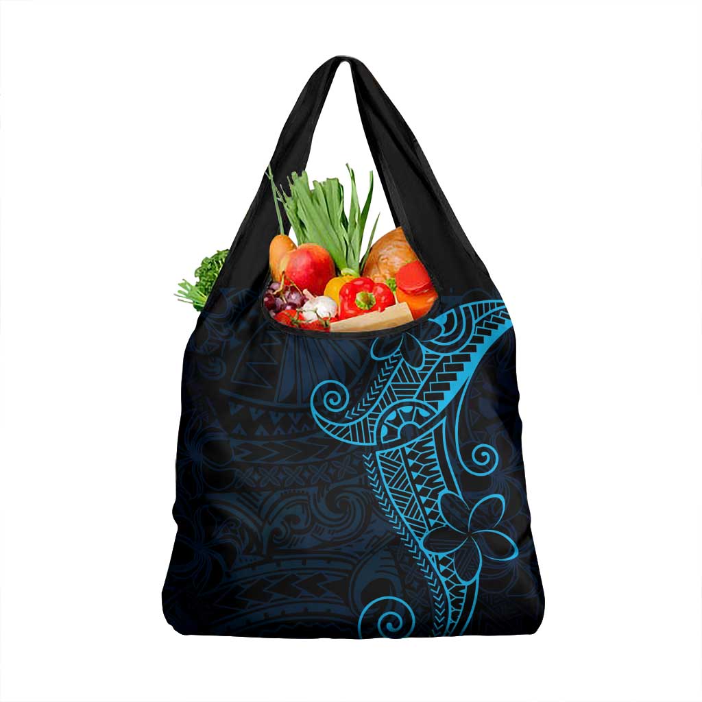 Black Blue Polynesian Tribal Grocery Bag LT9 1-pack One Size Blue - Polynesian Pride