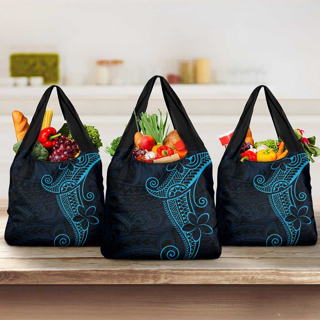 Black Blue Polynesian Tribal Grocery Bag LT9 3-pack One Size Blue - Polynesian Pride