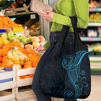 Black Blue Polynesian Tribal Grocery Bag LT9 - Polynesian Pride