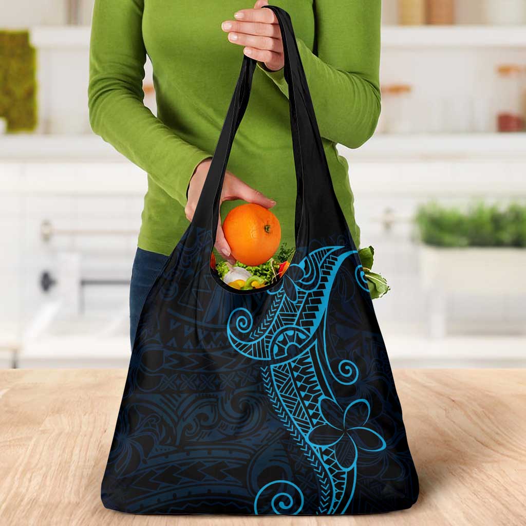 Black Blue Polynesian Tribal Grocery Bag LT9 - Polynesian Pride
