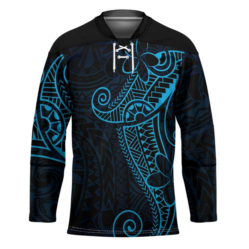 Black Blue Polynesian Tribal Hockey Jersey LT9 Unisex Blue - Polynesian Pride