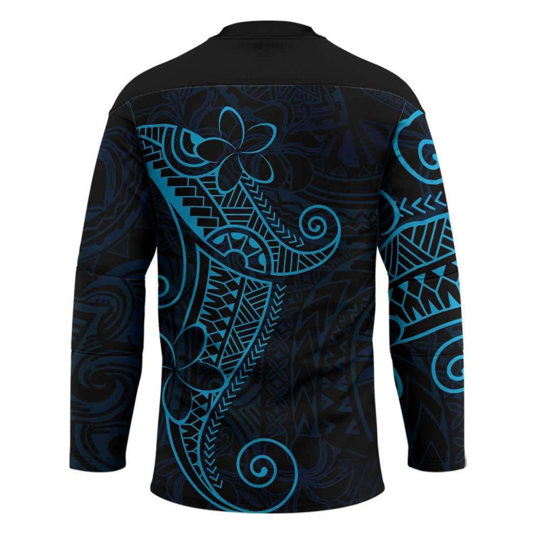Black Blue Polynesian Tribal Hockey Jersey LT9 - Polynesian Pride