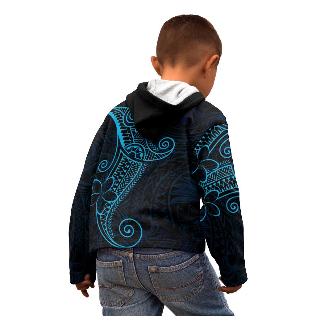 Black Blue Polynesian Tribal Kid Hoodie - Polynesian Pride