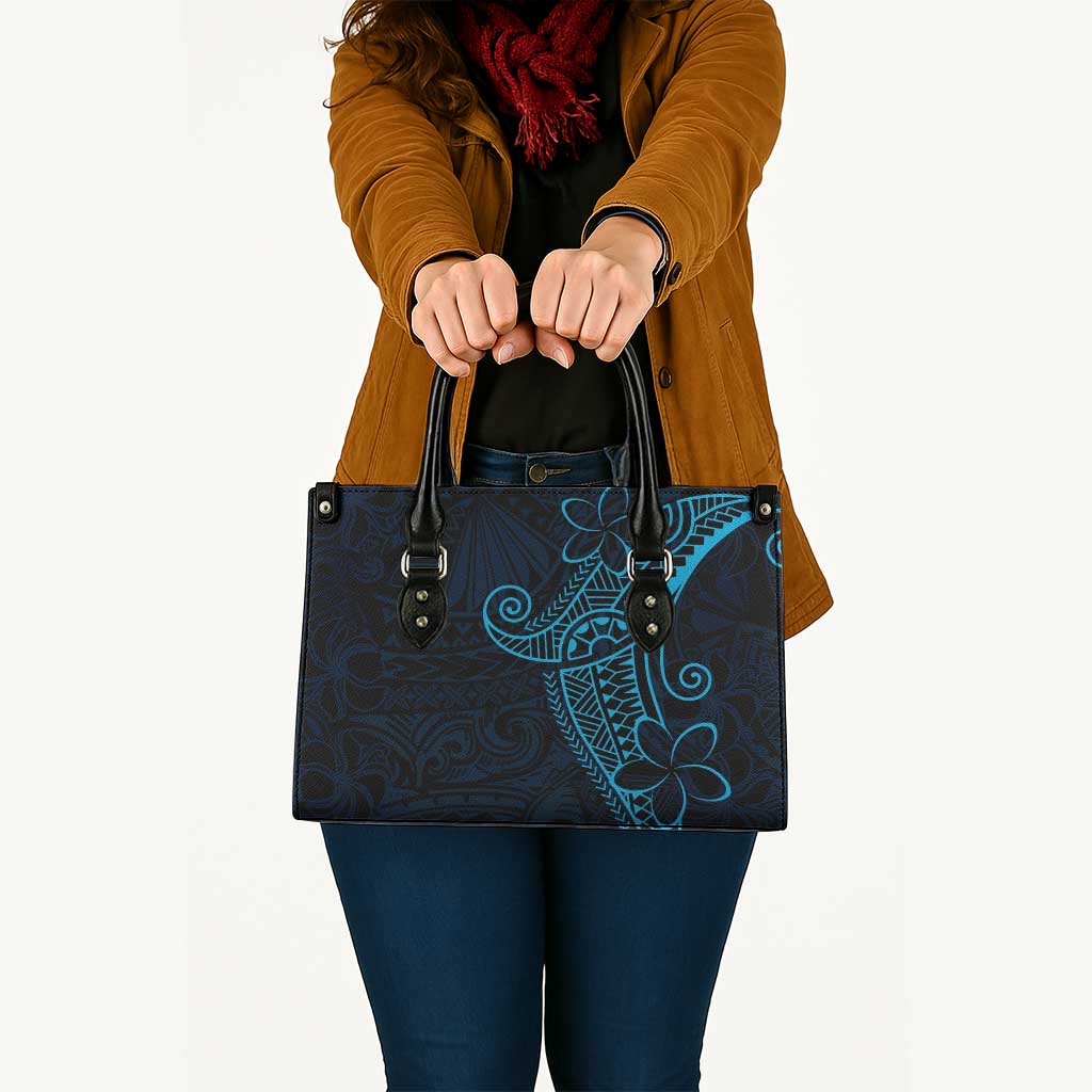 Black Blue Polynesian Tribal Leather Bag - Polynesian Pride