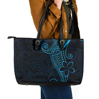 Black Blue Polynesian Tribal Leather Tote Bag - Polynesian Pride