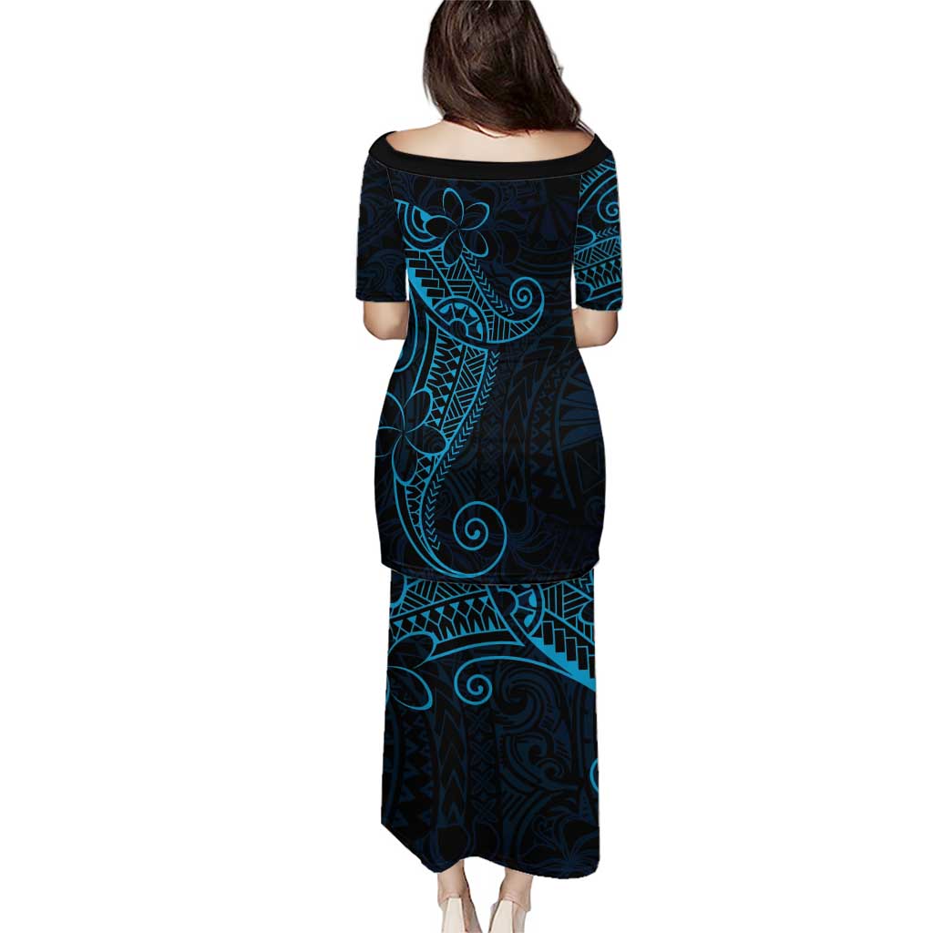 Black Blue Polynesian Tribal Puletasi - Polynesian Pride