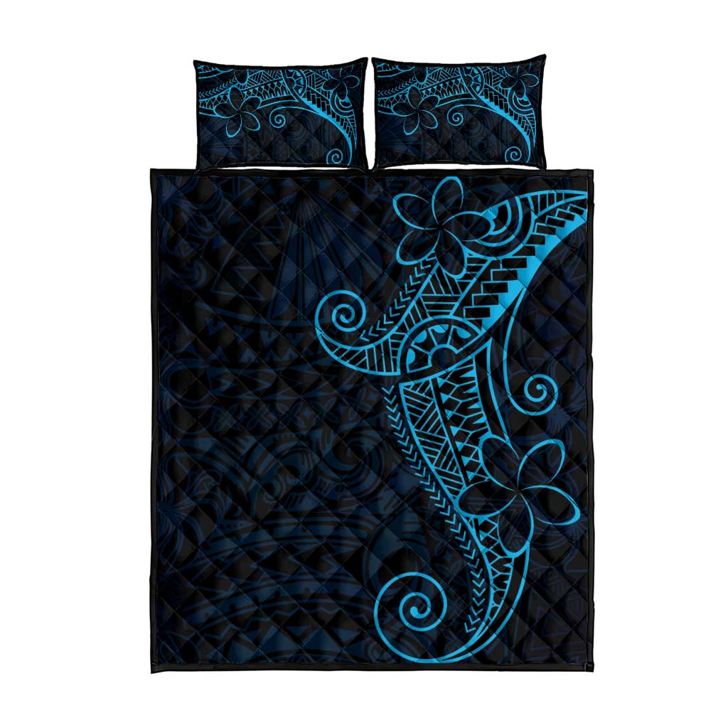 Black Blue Polynesian Tribal Quilt Bed Set - Polynesian Pride