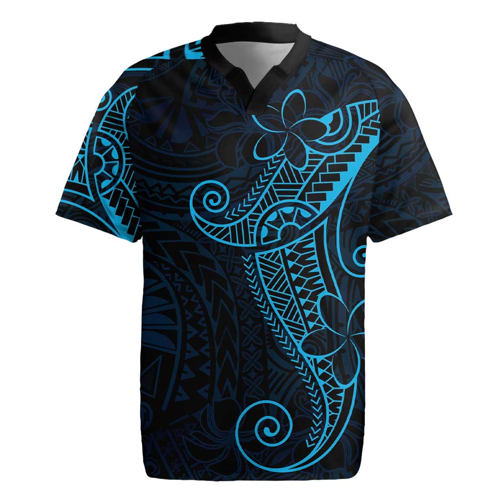 Black Blue Polynesian Tribal Rugby Jersey LT9 Blue - Polynesian Pride