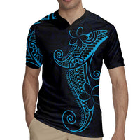 Black Blue Polynesian Tribal Rugby Jersey LT9 - Polynesian Pride