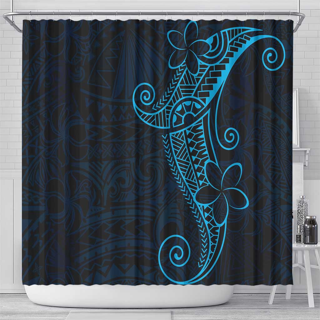 Black Blue Polynesian Tribal Shower Curtain - Polynesian Pride