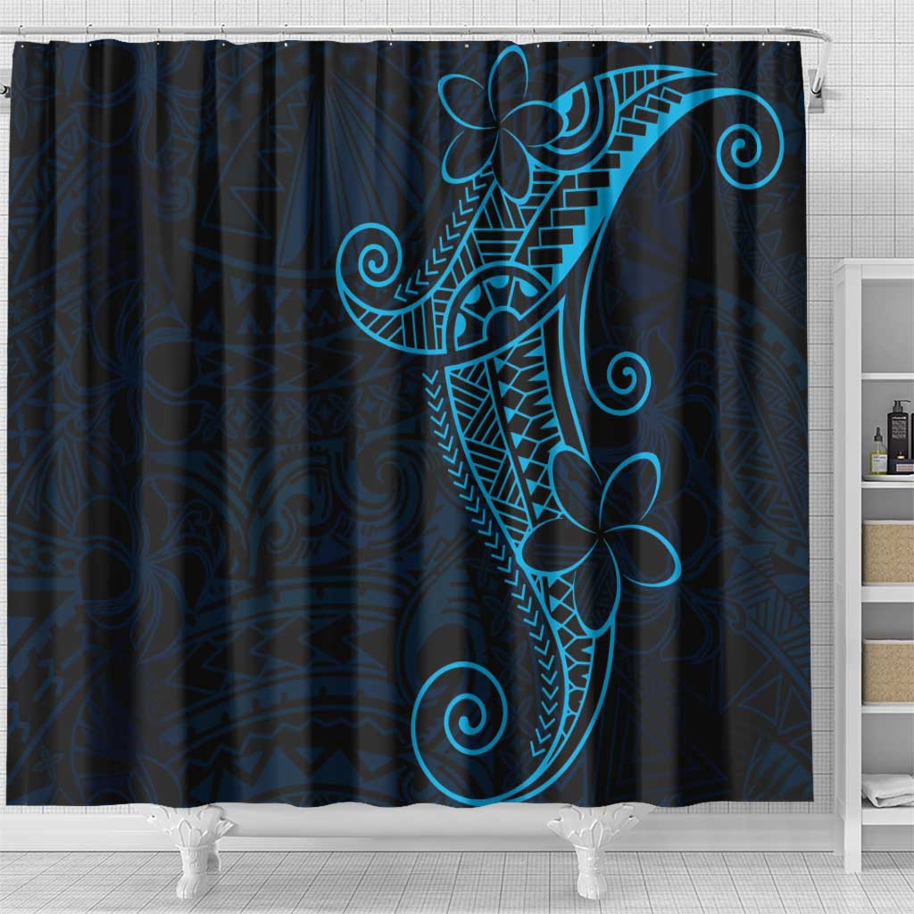 Black Blue Polynesian Tribal Shower Curtain - Polynesian Pride