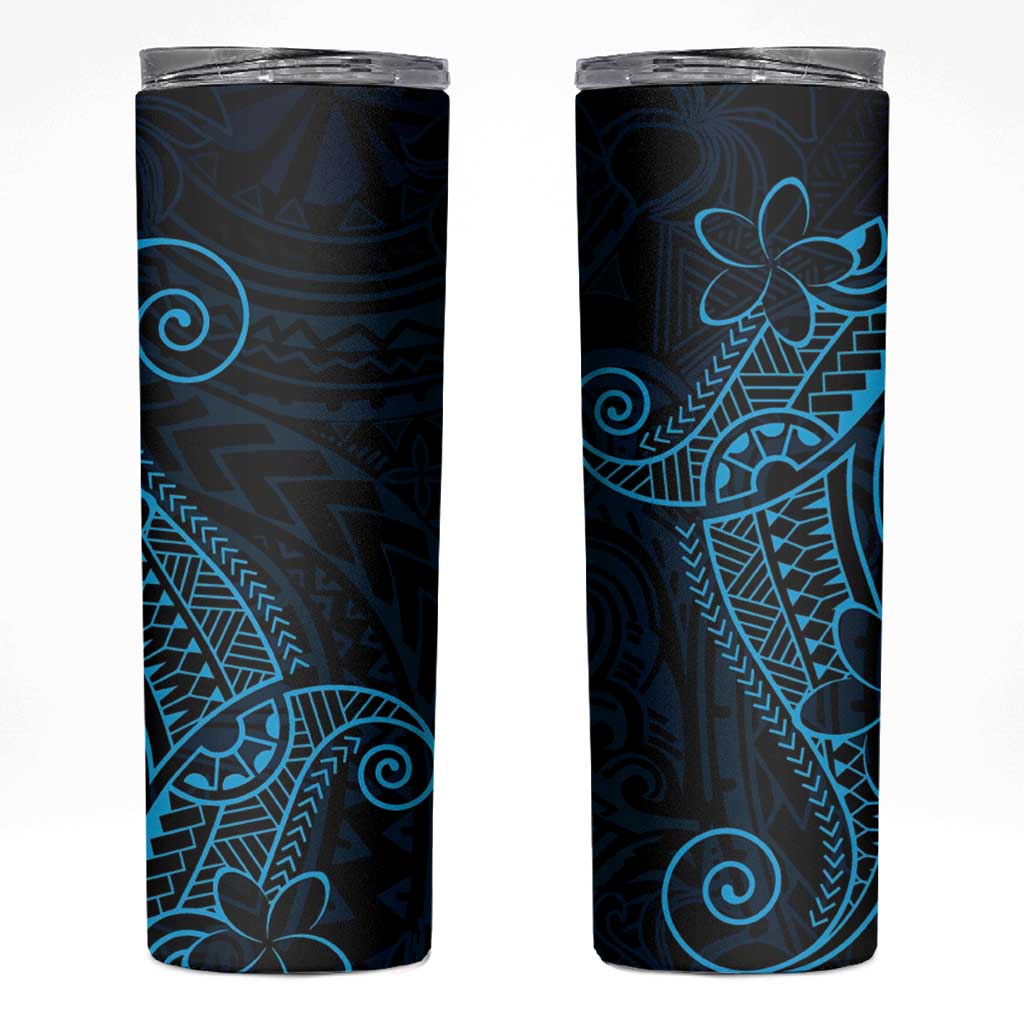 Black Blue Polynesian Tribal Skinny Tumbler - Polynesian Pride