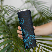 Black Blue Polynesian Tribal Skinny Tumbler - Polynesian Pride