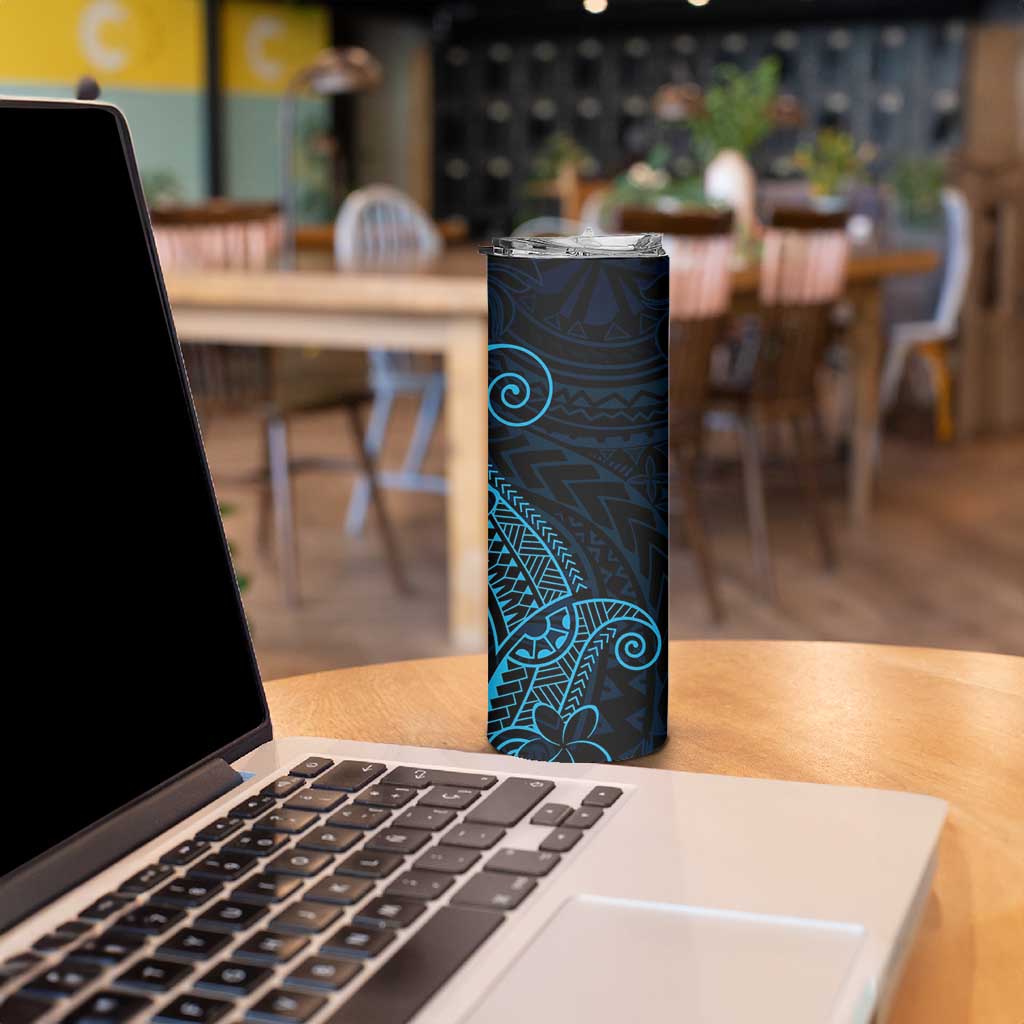 Black Blue Polynesian Tribal Skinny Tumbler - Polynesian Pride