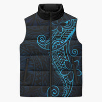 Black Blue Polynesian Tribal Sleeveless Puffer Jacket LT9 Unisex Blue - Polynesian Pride