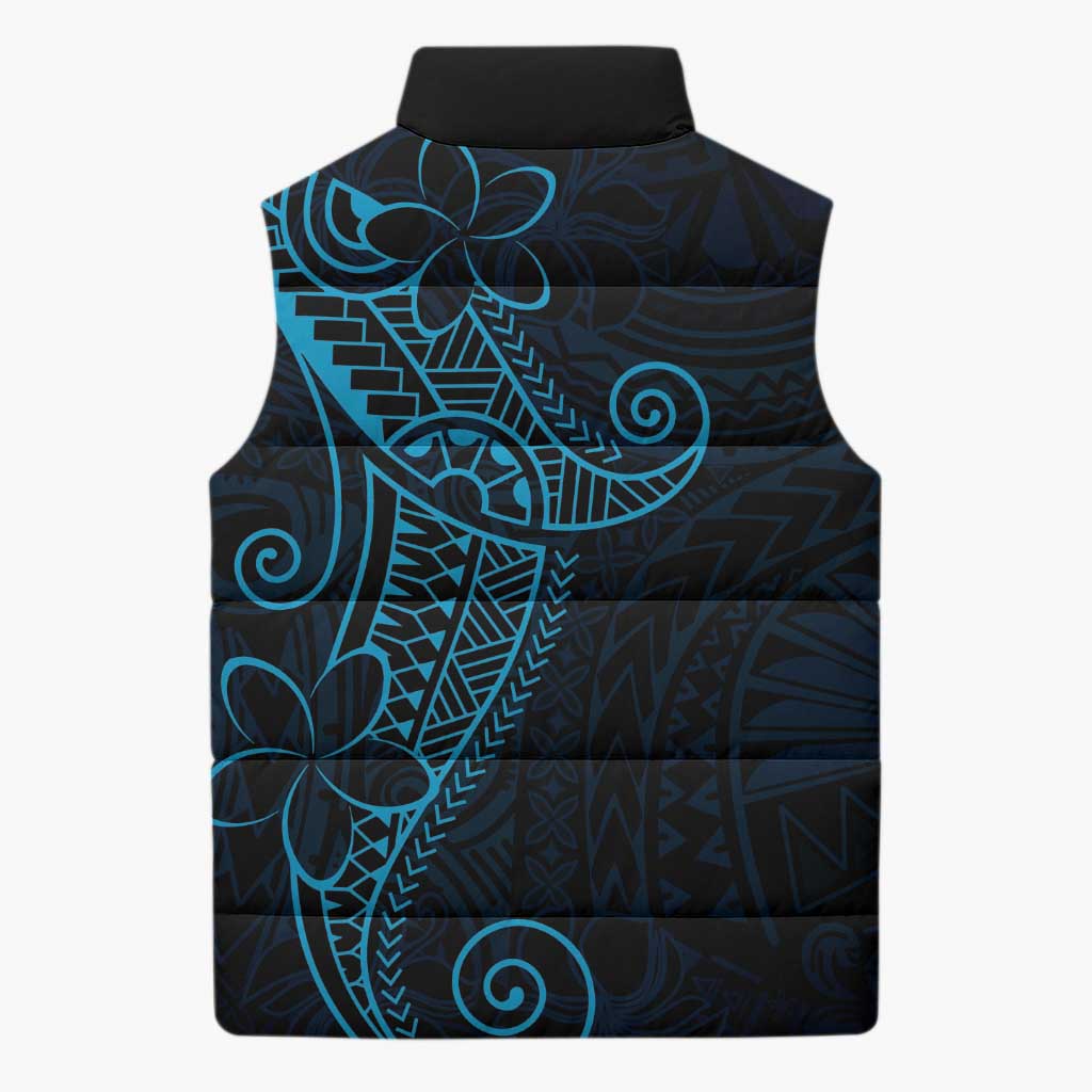 Black Blue Polynesian Tribal Sleeveless Puffer Jacket LT9 - Polynesian Pride