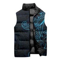Black Blue Polynesian Tribal Sleeveless Puffer Jacket LT9 - Polynesian Pride