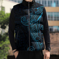 Black Blue Polynesian Tribal Sleeveless Puffer Jacket LT9 - Polynesian Pride