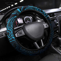 Black Blue Polynesian Tribal Steering Wheel Cover LT9 Universal Fit Blue - Polynesian Pride