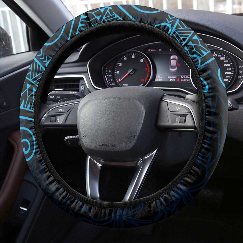 Black Blue Polynesian Tribal Steering Wheel Cover LT9 - Polynesian Pride