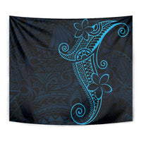 Black Blue Polynesian Tribal Tapestry - Polynesian Pride