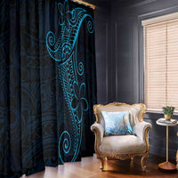 Black Blue Polynesian Tribal Window Curtain - Polynesian Pride