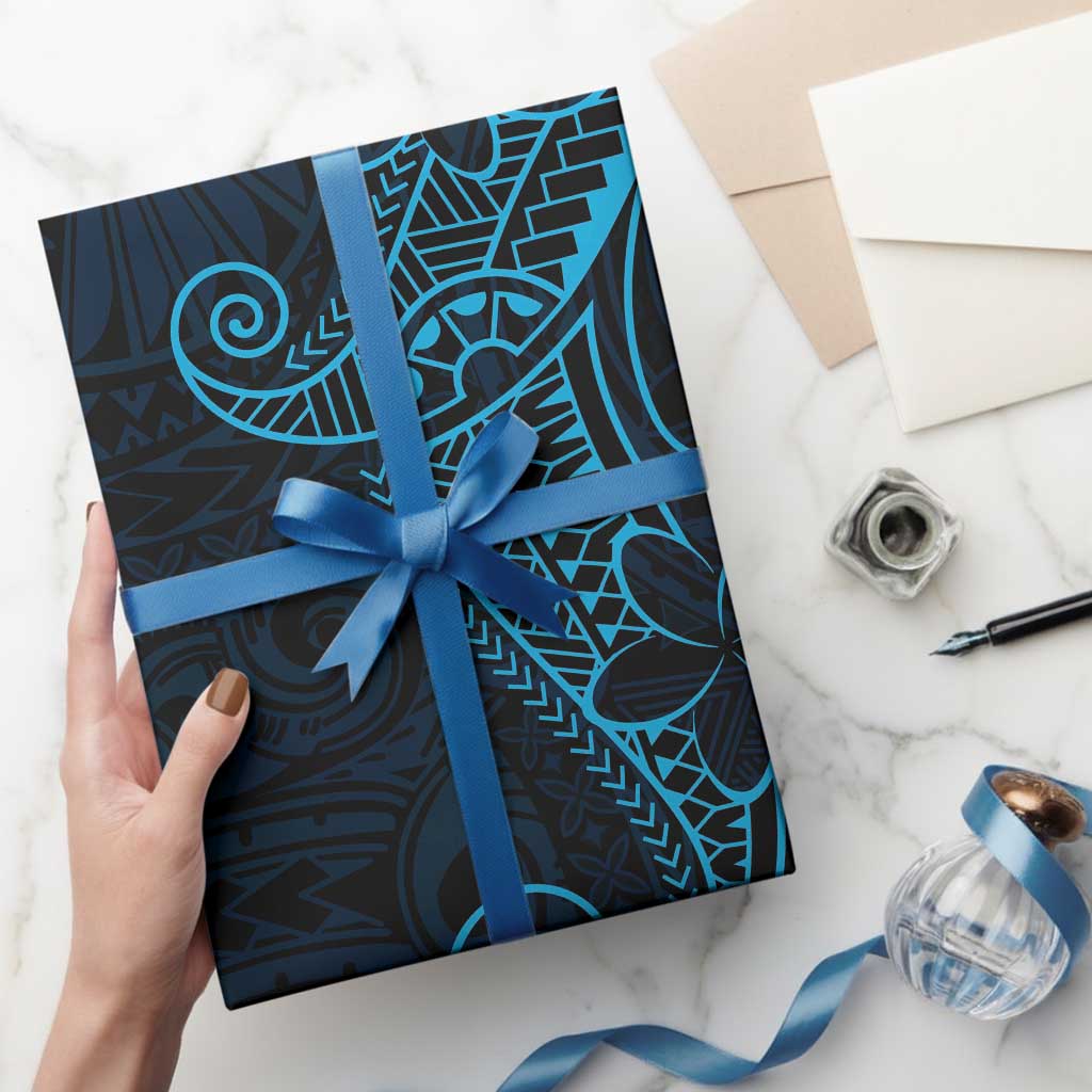 Black Blue Polynesian Tribal Wrapping Paper LT9 - Polynesian Pride