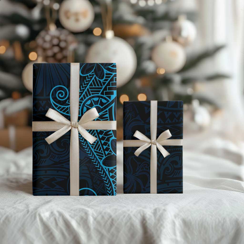 Black Blue Polynesian Tribal Wrapping Paper LT9 - Polynesian Pride