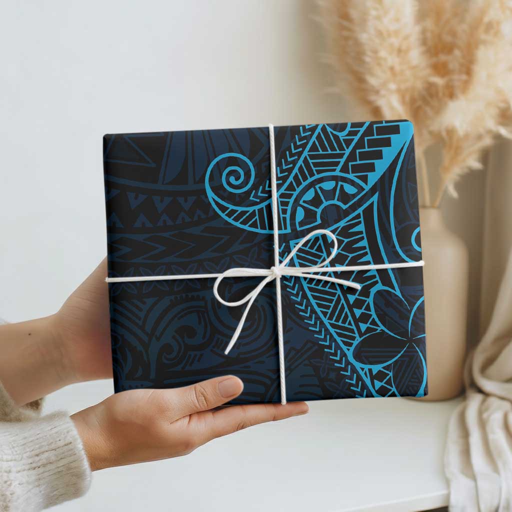 Black Blue Polynesian Tribal Wrapping Paper LT9 - Polynesian Pride