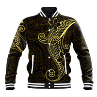 Black Gold Polynesian Tribal Baseball Jacket LT9 Unisex Gold - Polynesian Pride