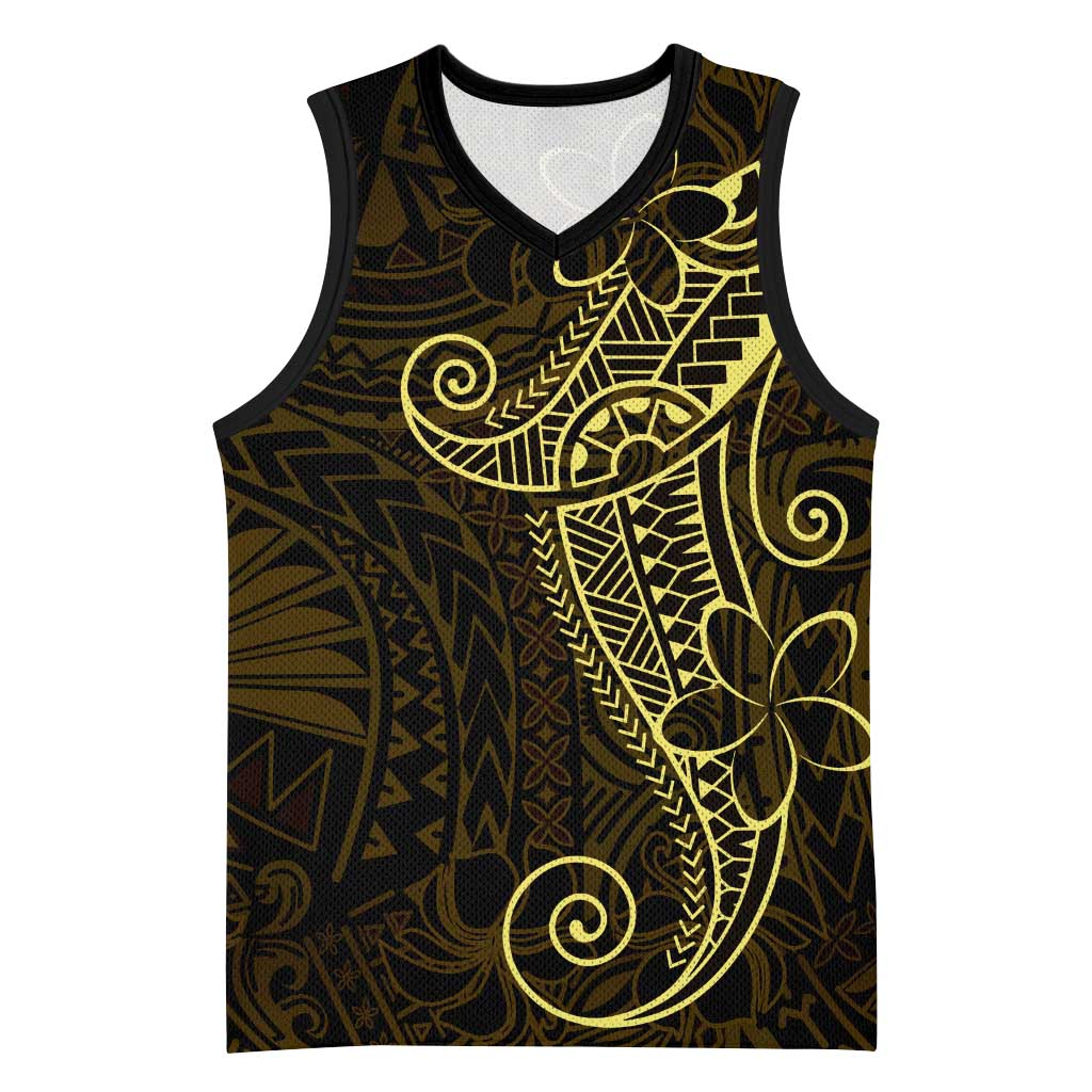 Black Gold Polynesian Tribal Basketball Jersey LT9 Unisex Gold - Polynesian Pride