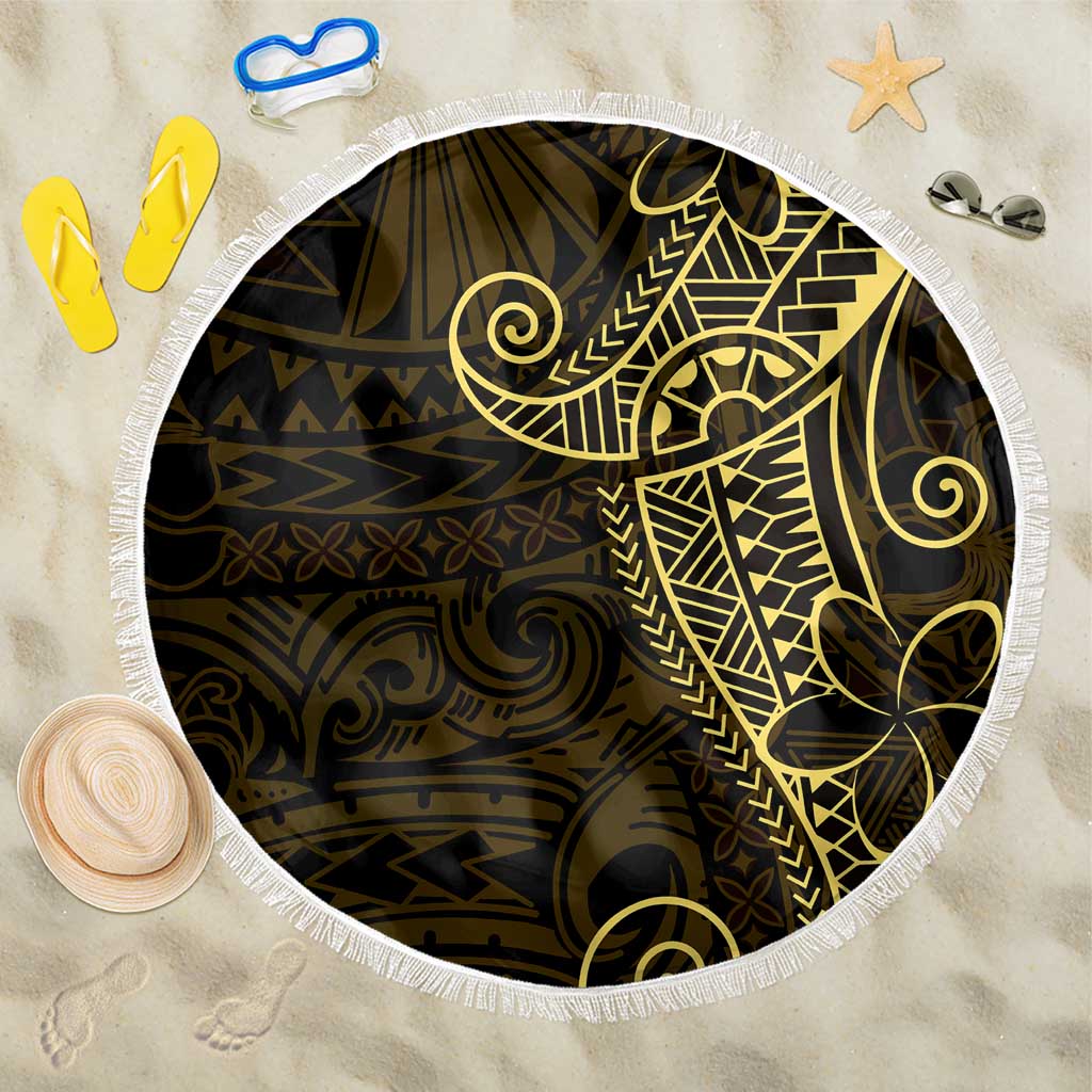 Black Gold Polynesian Tribal Beach Blanket LT9 One Size 150cm Gold - Polynesian Pride