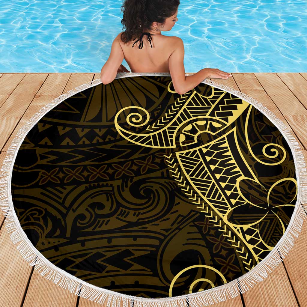 Black Gold Polynesian Tribal Beach Blanket LT9 - Polynesian Pride