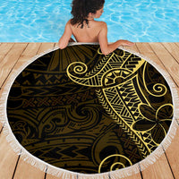 Black Gold Polynesian Tribal Beach Blanket LT9 - Polynesian Pride