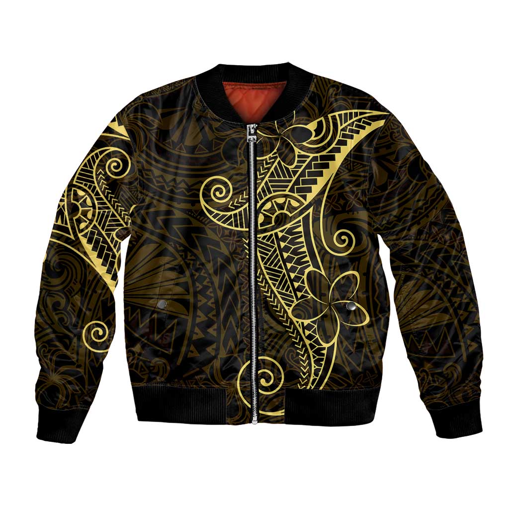 Black Gold Polynesian Tribal Bomber Jacket - Polynesian Pride