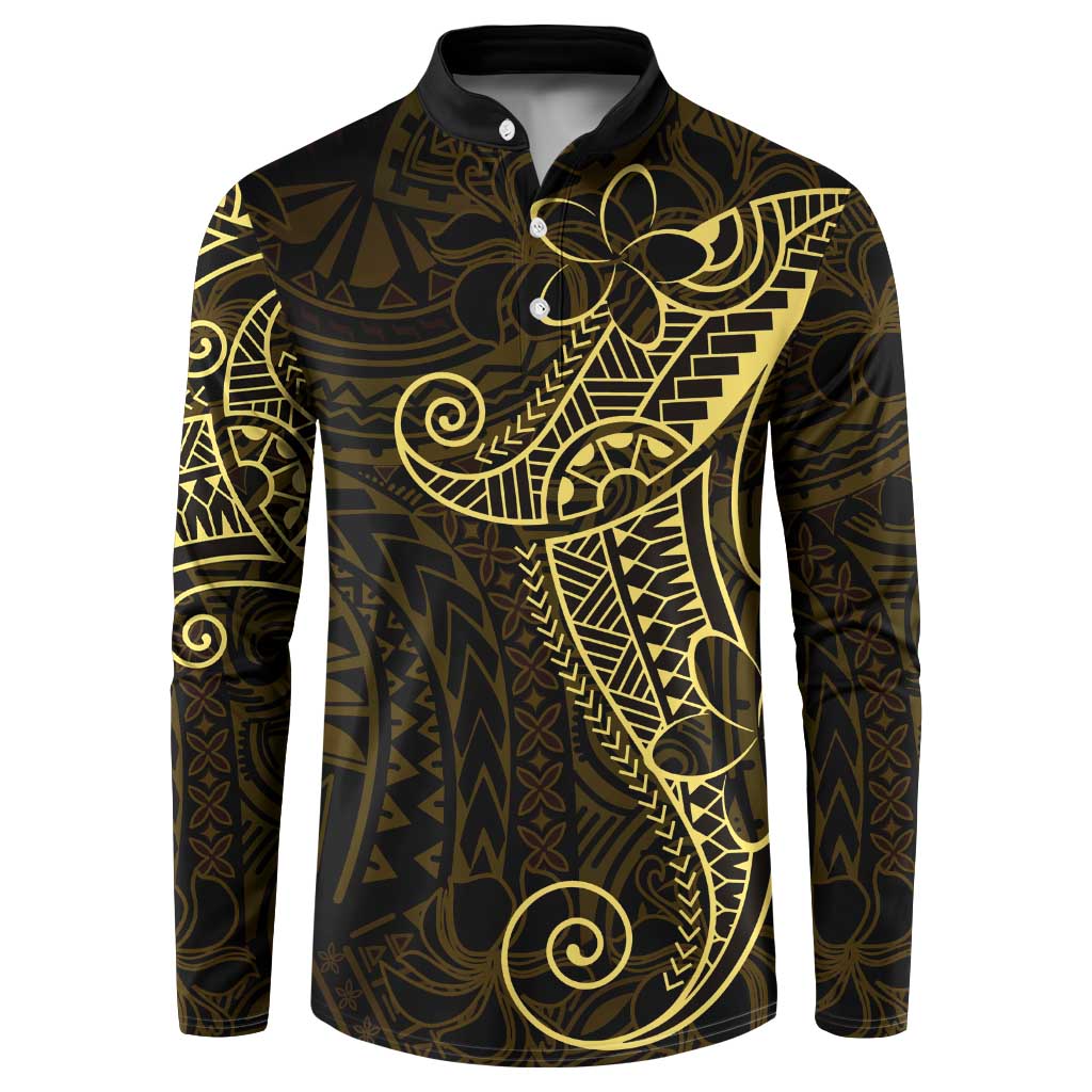 Black Gold Polynesian Tribal Button Sweatshirt LT9 Gold - Polynesian Pride
