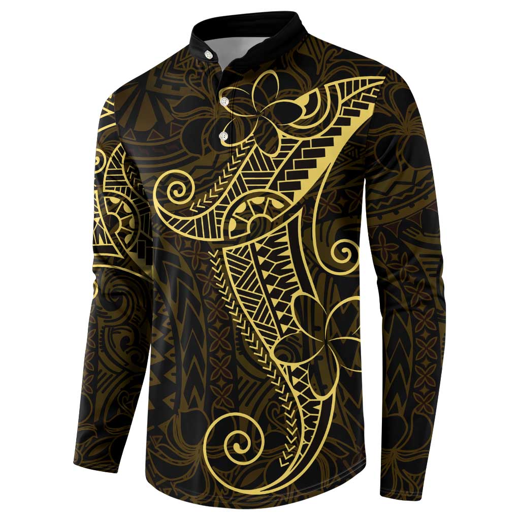 Black Gold Polynesian Tribal Button Sweatshirt LT9 - Polynesian Pride