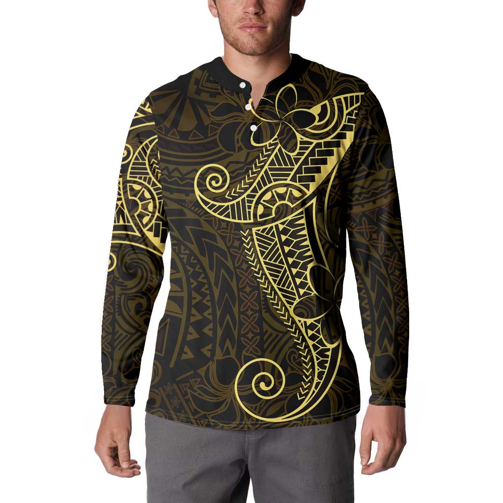 Black Gold Polynesian Tribal Button Sweatshirt LT9 - Polynesian Pride