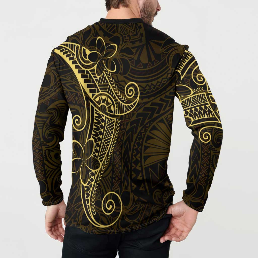 Black Gold Polynesian Tribal Button Sweatshirt LT9 - Polynesian Pride