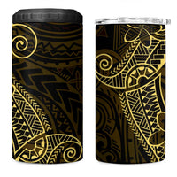 Black Gold Polynesian Tribal 4 in 1 Can Cooler Tumbler LT9 One Size: 16 oz Gold - Polynesian Pride