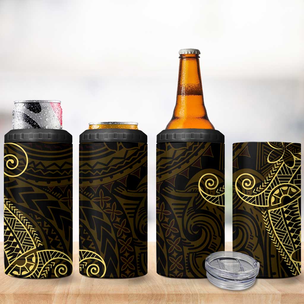 Black Gold Polynesian Tribal 4 in 1 Can Cooler Tumbler LT9 - Polynesian Pride